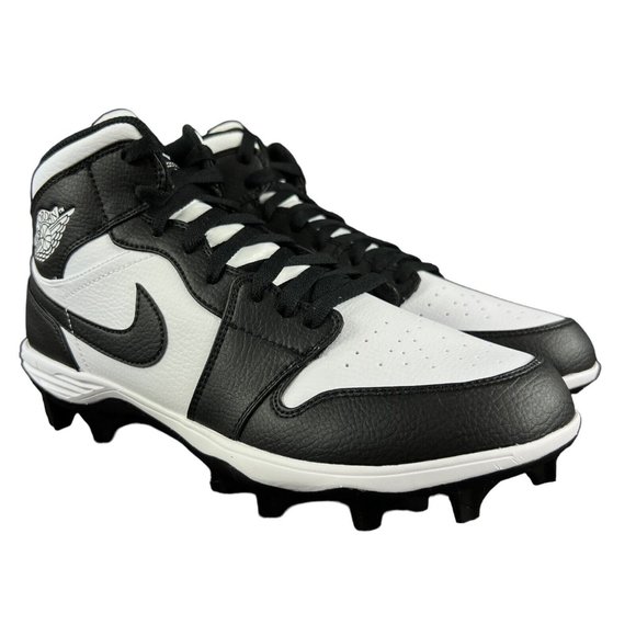 Nike Jordan 1 Mid TB Panda Black White Football Cleats FJ6805-100 Men's Sz 10-13 - Picture 4 of 9
